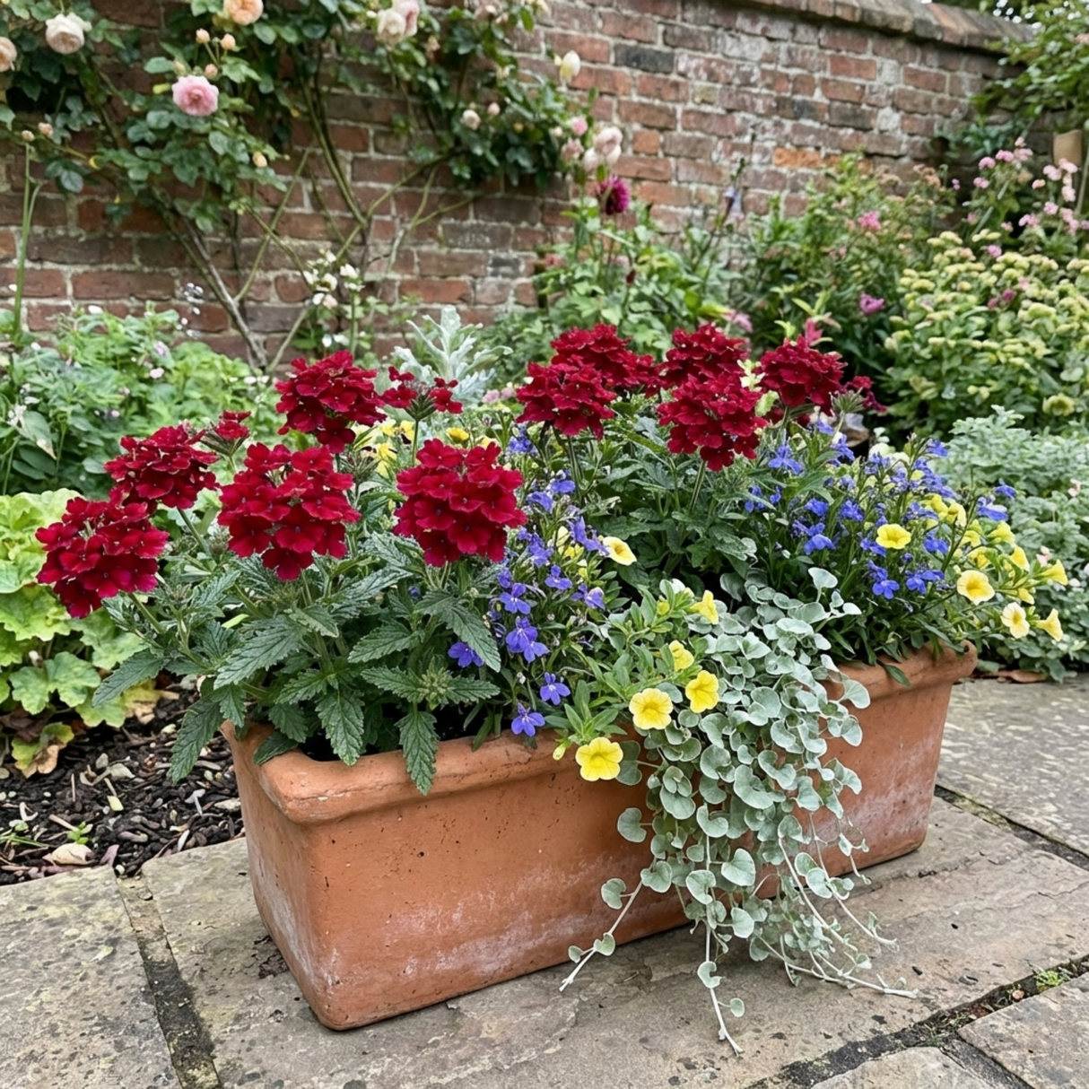 Set of 3 or 6 Verbena Trailing Deep Red Plants, Summer Flowering Bedding, Hanging Basket & Outdoor Garden Ready, 10.5cm Root Ball - Frankton's