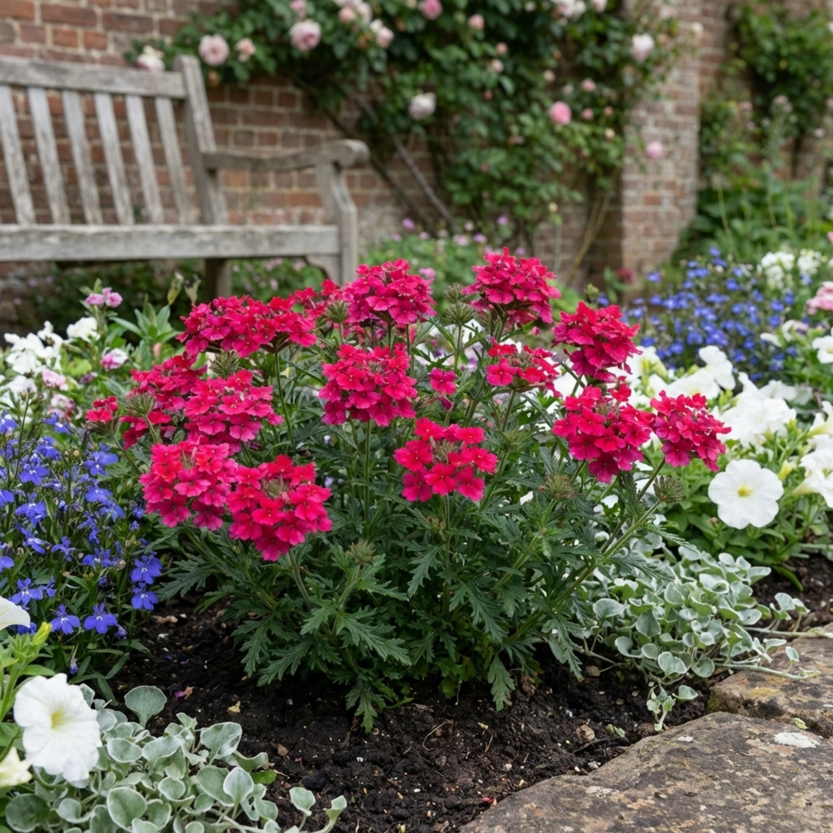 Set of 3 or 6 Verbena Trailing Magelana Hot Rose Plants, Summer Bedding Garden Ready, 10.5cm Root-Ball - Frankton's