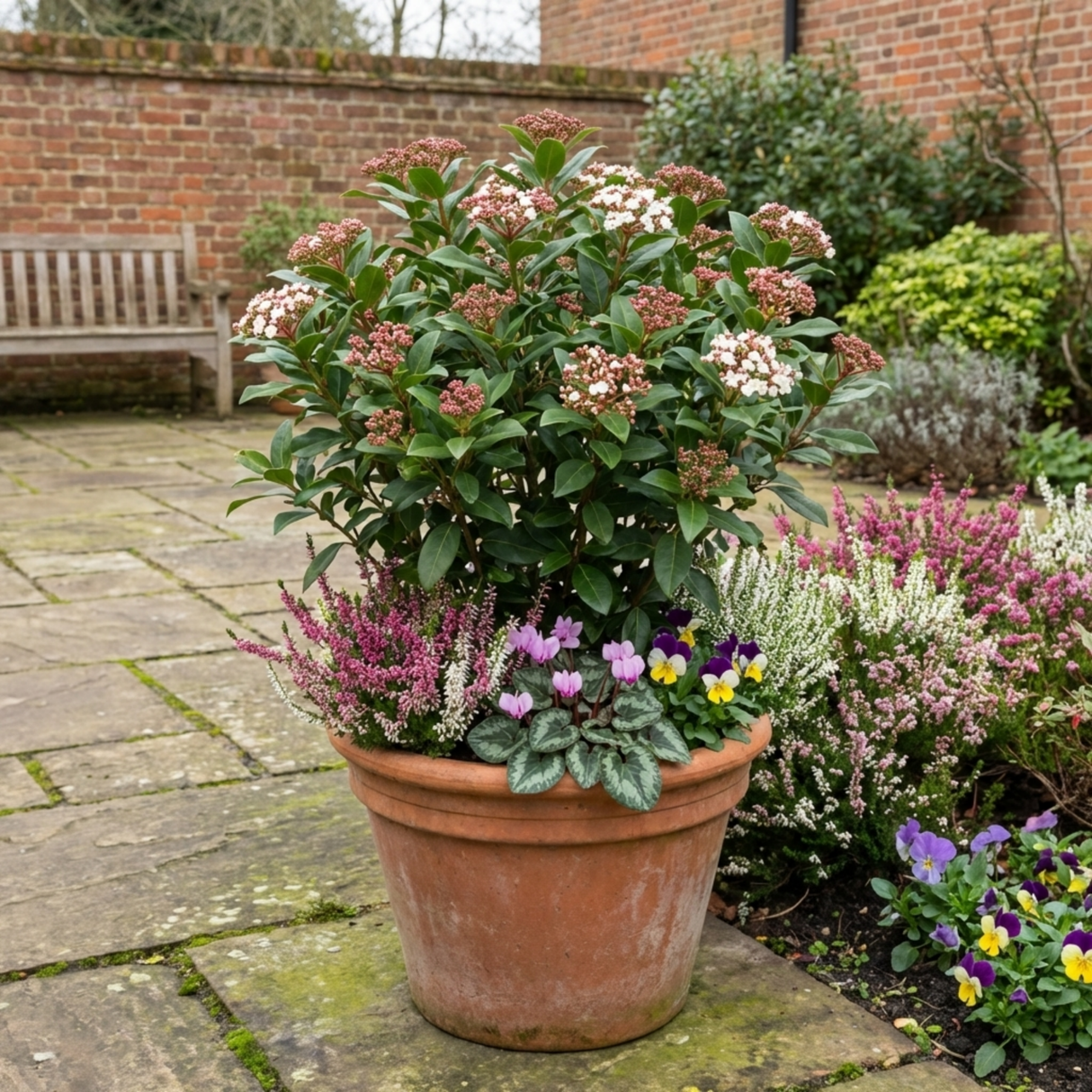Set of 3 or 6 Viburnum Tinus Evergreen Privacy Hedge Plants, Hardy Winter Flowering Garden Shrub, Outdoor Garden Ready, 1 Litre Root-Ball - Frankton's