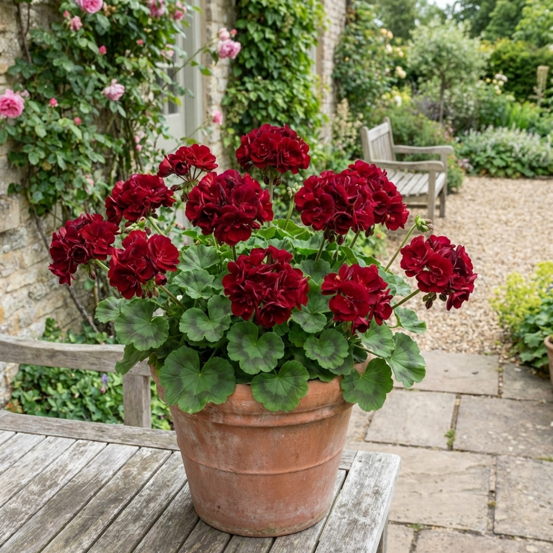 Set of 6 Large Plants-Geranium Calliope Dark Red, Ready To Plant In Your Garden - Frankton's