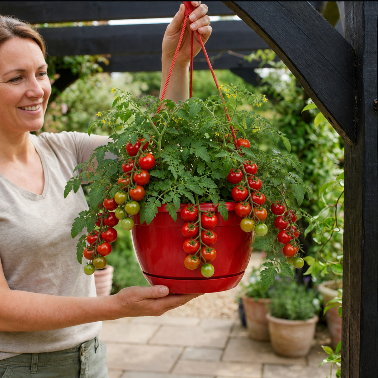 Tumbling Tom Red Tomato Hanging Basket Plants, 25cm Pots - Frankton's