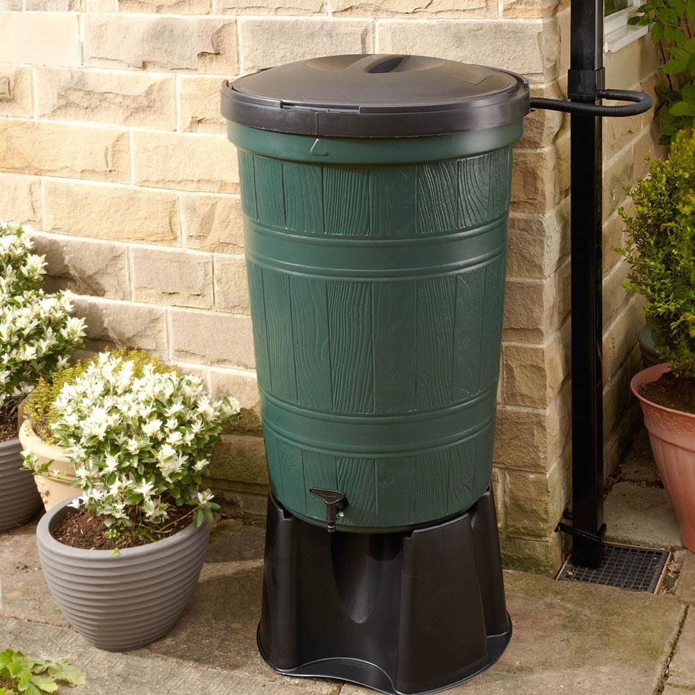200L Recycled Plastic Water Butt with Stand and Diverter - Frankton's