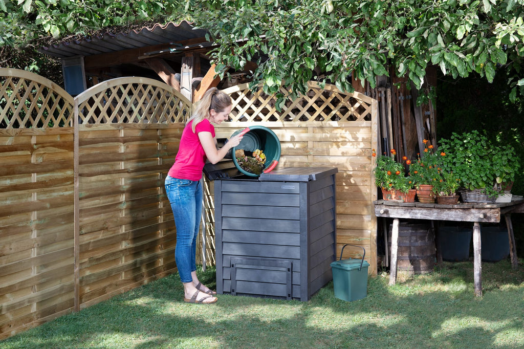 600 Litre THERMO WOOD Compost Bin - Grey with Soil Fence - Frankton's